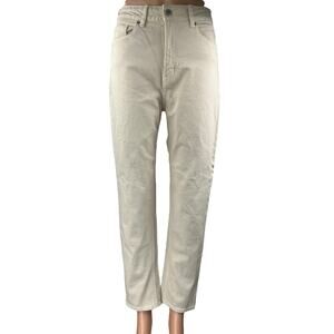 H&M Women's Cream High Waisted Straight Casual Cropped Denim Jeans Size 6